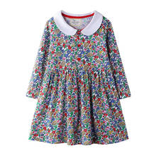 Pular metros vestidos de princesa floral bebê meninas roupa de manga comprida gola tutu flores vestidos de festa para crianças meninas vestido 2024 - compre barato