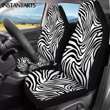 INSTANTARTS Zebra Pattern Black and White Front Car Seat Cover Durable 2Pack Driver Seat Cover Decor Case leopard Seat Protector 2024 - buy cheap