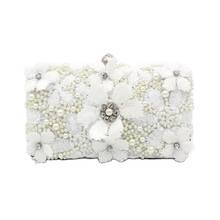 Bolsos de noche con flores hechos a mano, bolso de mano de encaje blanco PARA CENA y fiesta, carteras bordadas con cuentas para novia, MN1508, 2021 2024 - compra barato