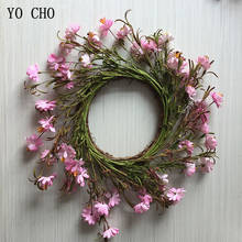 YO CHO-Corona de Navidad de margaritas, decoración de flores para pared, decoración de jardín, colgante de pared, redondo, flor de seda 2024 - compra barato