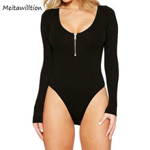 2019 Ribbed Knit Zipper Long Sleeve Bodysuits Women High Neck Sexy Bodycon Body Suits Ladies Autumn Winter Fashion Club Jumpsuit 2024 - buy cheap