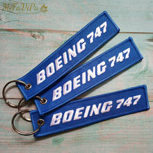 BOEING 747-llaveros de moda para teléfono, correa de teléfono con bordado negro y azul, llavero de tripulación de vuelo para regalo de aviación, 3 unids/lote 2024 - compra barato