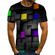 Camiseta impressa 3d masculina, camiseta engraçada com cor, padrão preto e azul, camiseta de manga curta de pescoço redondo, verão 2021 2024 - compre barato