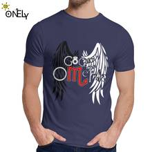 Good Omens Ineffable Aziraphale Кроули демон футболка с изображением ангела моды с круглым вырезом Geek для мужчин из органического хлопка большие Размеры футболка 2024 - купить недорого