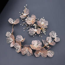 2 Pc Hair Jewelry Accessories Gold Flower Petal Headband Women Headdress Pearl Handmade Headband Bride Hair Accessories 2024 - buy cheap