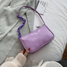 Crocodile Pattern Baguette Handbag for Women 2020 Candy Color Chain Ladies Small Shoulder Bags Fashion Design Leather Armpit Bag 2024 - buy cheap