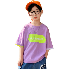 Camiseta de manga corta de gran tamaño para niños, ropa de moda para adolescentes, Hip-Hop, disfraz con estampado de letras 2024 - compra barato