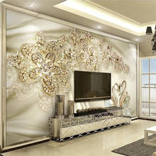 beibehang Custom wallpaper 3d photo murals gold jewelry flower swan silk European living room bedroom TV background wall обои 2024 - buy cheap