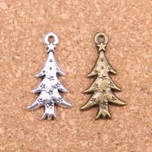 Abalorios de 20 piezas el árbol de Navidad, colgantes antiguos de 28x14mm, joyería de plata tibetana Vintage, bricolaje para pulsera y collar 2024 - compra barato