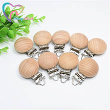 100PCS Beech Wood Pacifier Holder Metal Round Dummy Clip Infant Soother Clasps Accessories Eco-friendly Wood Baby Pacifier Clips 2024 - buy cheap