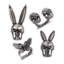 Retro Rabbit Skull Butterfly Ring Men Black Metal Ring Personality Punk Style Hip-hop Men's Jewelry Ring Movie Accessories 2024 - buy cheap