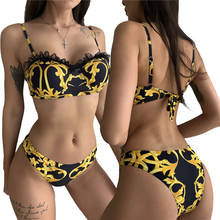 Brazilian Monokini Bathing Suit Women Lace Push Up Swimwear Sexy Women Bikini Sets Swimsuit Female Print Thong 2024 - buy cheap