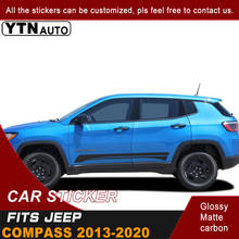 Для Jeep Compass 2013 2014 2015 2016 2017 2018 2019 2020 автомобильные наклейки сбоку средства ухода за кожей в полоску стиль графический винил крутые Стикеры 2024 - купить недорого