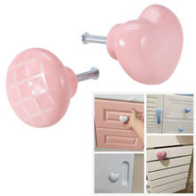 Perillas de cerámica DRELD Love Heart para habitación de niños, tiradores para muebles, cajones, armarios, tiradores de puerta, pomos de armario, color rosa 2024 - compra barato