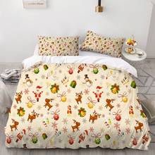 2/3 Pieces Elk Bells Bedding Set Christmas   Duvet Cover happy New Year Bed Quilt Cover Home Textile Cover Set 2024 - buy cheap