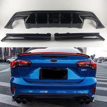 Rear Bumper Lip Diffuser For Ford Focus ST-line Hatchback 4-Door 2019 ABS Bright Black spoiler Hatchback sedan 2024 - buy cheap