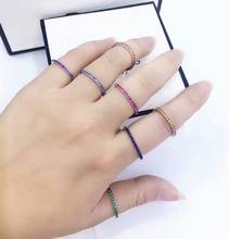 Fashion Colored gems treasure Rings 925 sterling silver Single Row Zircons Thin Band Colorful crystal Rings Monaco brand jewelry 2024 - buy cheap