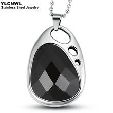 Guarantee Stainless Steel Black Stone Pendant Necklace For Women Ladies Fashion Charm Choker Jewelry Birthday Gift 2024 - buy cheap