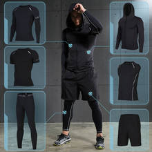 Rashguard men compressão conjunto de roupas esportivas ginásio correndo jogging collants treino de fitness camiseta blusão leggings 2024 - compre barato