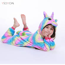 Kigurumi-Pijama de unicornio arcoíris para niños y niñas, ropa de dormir de animales, Panda, Licorne, mono, disfraz 2024 - compra barato