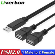 Uverbon-Cable de extensión USB 2,0 rápido, macho a 2 hembra, Cable de carga de datos, divisor USB para portátil, Impresora PC, disco duro 2024 - compra barato