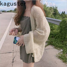 Kaguster Knitted Cardigan women plus size Summer cardigan Sweater women Loose Hollow coat kardigan Sweter Cardigans korean top 2024 - купить недорого