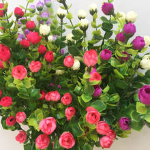 30 голов Мини роза искусственный цветок Вечерние шелковые Флорес букет для свадьбы украшения дома поддельные растения 2024 - купить недорого