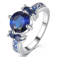 Anillos de cristal azul para mujer, joyería de boda femenina elegante, precioso regalo de San Valentín para chica 2024 - compra barato