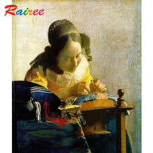 Pintura mundialmente famosa "o lacemaker" 5d diy pintura diamante quadrado completo/redondo diamante bordado strass mosaico imagem 2024 - compre barato