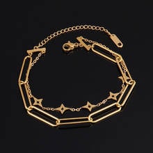 Punk charme pulseira de aço inoxidável para mulher multicamadas pulseira moeda pingente pulseira dupla camada corrente pulseira 2024 - compre barato