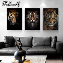 Fullcang-pintura de diamante 5d faça você mesmo, quadrado, arredondado, tigre selvagem, decoração para casa 2024 - compre barato