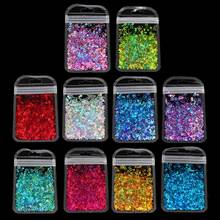 10 Colors Hollow Round Shape Holographic Chunky Glitter Epoxy Resin Festival Chunky Laser- Flakes Mixed Sequins 2g Per 2024 - buy cheap