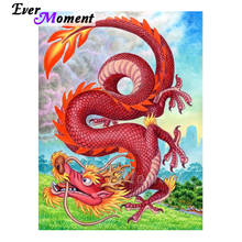 Ever Moment-pintura de diamante cuadrado completo, resina, dibujo de Dragón Rojo, artesanía, arte de pared, decoración, Kit de diamantes de imitación, ASF2200 2024 - compra barato