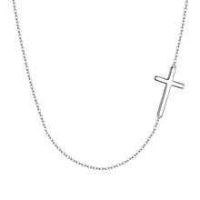 925 Sterling Silver Necklace Clavicle Cross Sideway Women Choker Neck Chain Jewelry Collier Femme Mujer Religious Prayer Gift 2024 - buy cheap