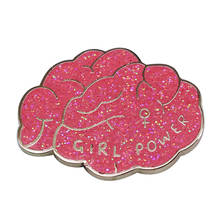 Girl power glitter brain enamel pin funny cute feminist pride decor for sister mom and daughter 2024 - buy cheap