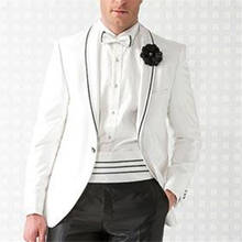 2020 The New Slim Fit Evening Suits For Men White Shawl Lapel Groom Tuxedos Men Suit (Jacket+Pant) 2024 - buy cheap