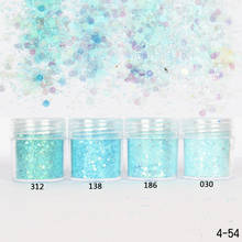 Lantejoulas ultrafinas para arte em unhas, estojo de 10ml, glitter 3d para arte em unhas, gelo, mistura azul, pó de glitter e lantejoulas, glitter para artesanato 2024 - compre barato