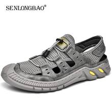 Sandalias de cuero para hombre, zapatos informales cómodos para vadear, transpirables, a la moda, para playa y exterior, talla 46, novedad de verano 2021 2024 - compra barato