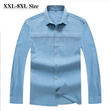 Plus Size 6XL 7XL 8XL Brand Men's Brushed Long Sleeve Shirt High Quality Loose Fashion Striped Business Casual Shirts Male 2024 - buy cheap