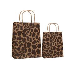 10PCS Fashionable  leopard kraft paper bags gift paper bag with handle shopping bags packing bag Excellent quality 27*21*11cm 2024 - buy cheap