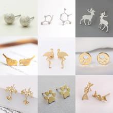 New Small Earrings For Women Multiple Trendy Round Ball Geometric Paw Deer Leaf Earrings Fashion Party Jewelry Gifts 2021 2024 - buy cheap