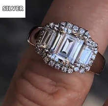 Роскошное женское большое кольцо с белым бриллиантом, милое ювелирное изделие из серебра 925 пробы, кольцо с кристаллом из циркония, винтажные Свадебные кольца с танзанитом для женщин 2024 - купить недорого