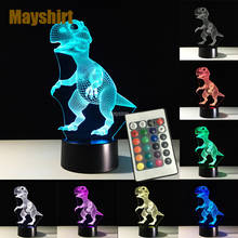 Dinosaurio 3D LED luz de noche para dormitorio, Interruptor táctil con Control remoto, cambia de Color, luz nocturna, regalo para bebé, niños, lámpara de vacaciones 2024 - compra barato