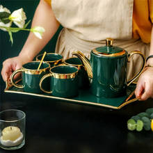 Nordic Light Luxury Emerald Cold Kettle Household Simple Ceramic Phnom Penh Tea Cup Tea Pot Kung Fu Drinkware Tea Set with Tray 2024 - buy cheap