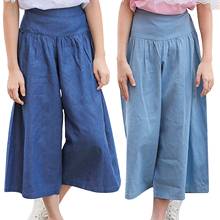 Pantalones vaqueros de cintura alta para niña adolescente, pantalón de pierna ancha, informal, holgado, ropa de 5 a 14 años, primavera y otoño 2024 - compra barato