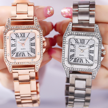 Reloj de pulsera con diamantes de imitación para mujer, cronógrafo cuadrado de acero inoxidable, marca superior de lujo, regalo 2024 - compra barato