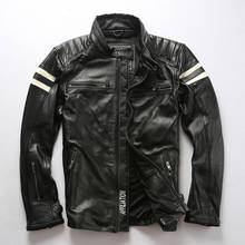 Fábrica 2020 novos homens preto genuíno motocicleta jaqueta de couro vaca moda motociclista jaquetas inverno rússia casaco frete grátis 2024 - compre barato