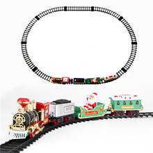 Trem da estrada de ferro da decoração do natal com som/luz/brinquedos clássicos de papai noel trilha 103*77cm do trem do fumo brinquedos para crianças 2024 - compre barato