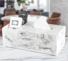 Caixa de tecido de resina marmorizada, estilo nórdico, para sala de estar, mesa de café, guardanapo, bandeja, moderno, toalha de papel, caixa de armazenamento, decoração da casa 2024 - compre barato