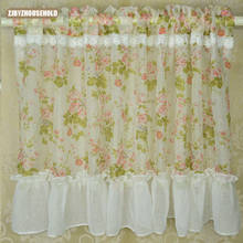 1 PC Yarn Sheer Tulle Curtains for Kitchen Curtain Window Coffee Short Floral Curtains Rural Dust Proof Stitched Up finished 2024 - buy cheap